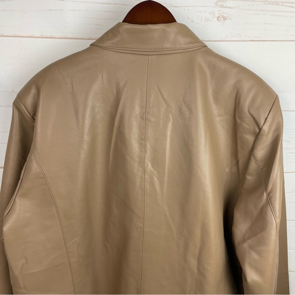 Pistola | Roman Tan Faux Leather Double Breasted Blazer New - Picture 5 of 11